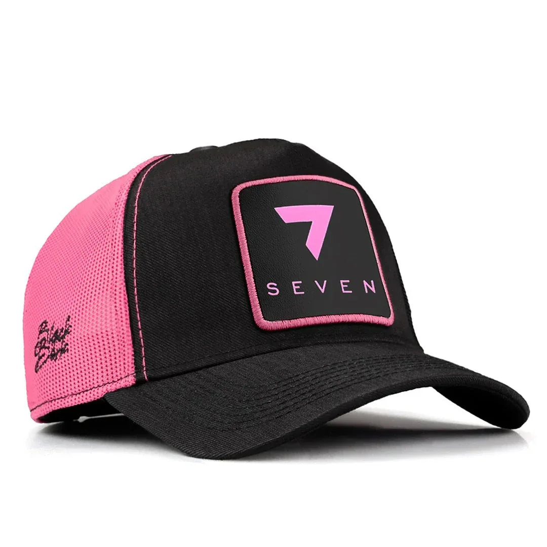 Black-Pink Cordura Fabric Cap with Number 7 - With 5SP Code Logo patch for wholesale and custom branding