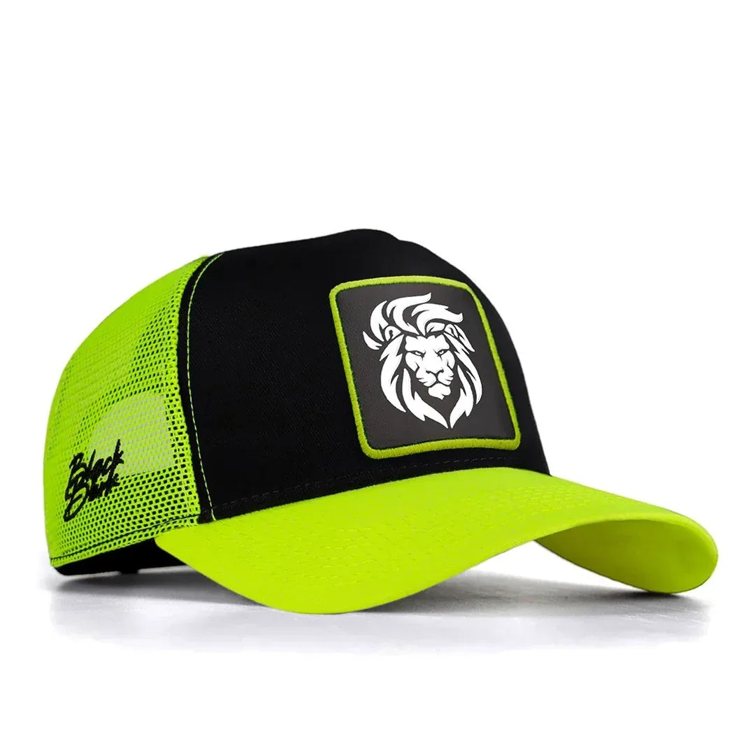 Neon Peaked Neon-Black Cap trucker cap for wholesale and custom branding