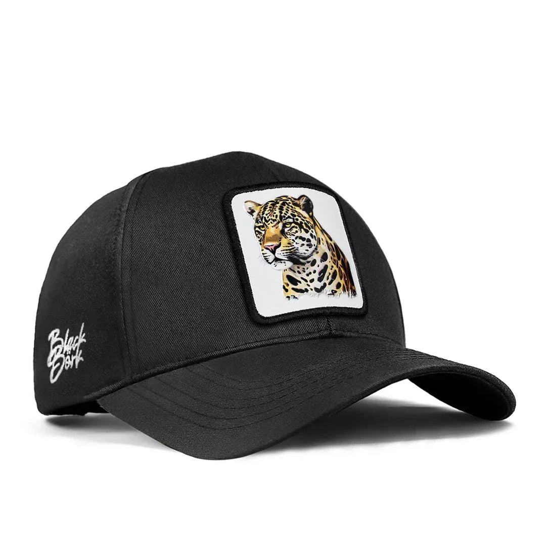 BlackBork Six Baseball Unisex Black Cap with Leopar - 1BS with Code Logo patch for wholesale and custom branding