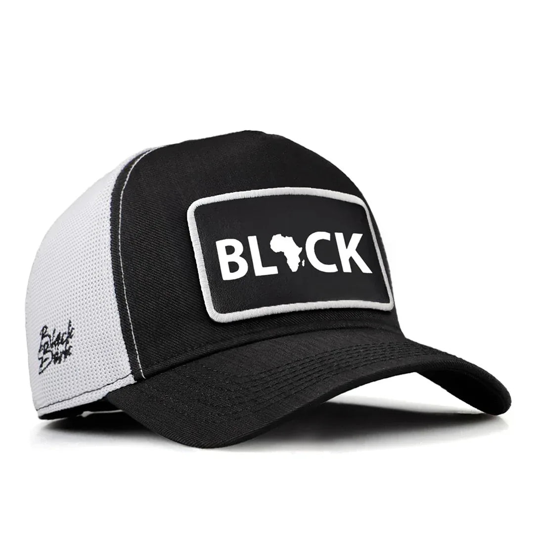 Black-White Cordura Fabric Trucker Cap with Black - With 2 Code Logo patch for wholesale and custom branding
