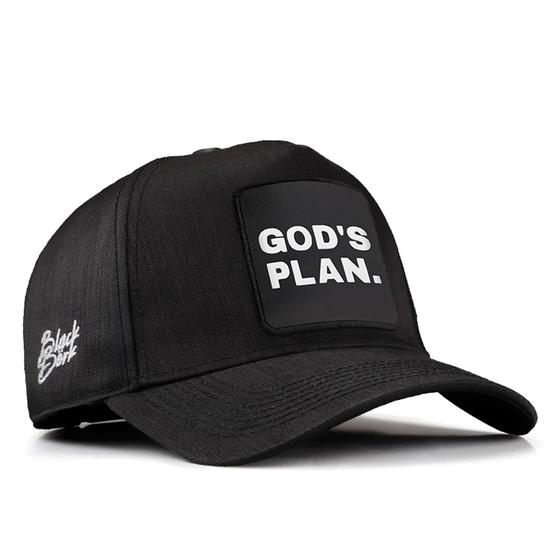 Black Cordura Fabric Baseball Cap with God's Plan - 1 Code with Logo patch for wholesale and custom branding