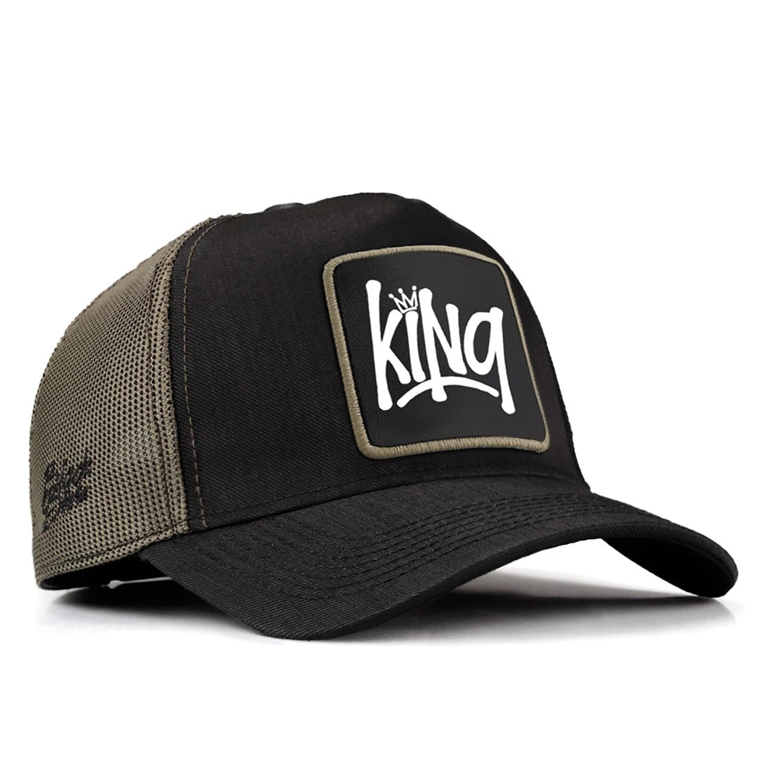 Black-Khaki Cordura Fabric Cap with King - With 2SH Code Logo patch for wholesale and custom branding
