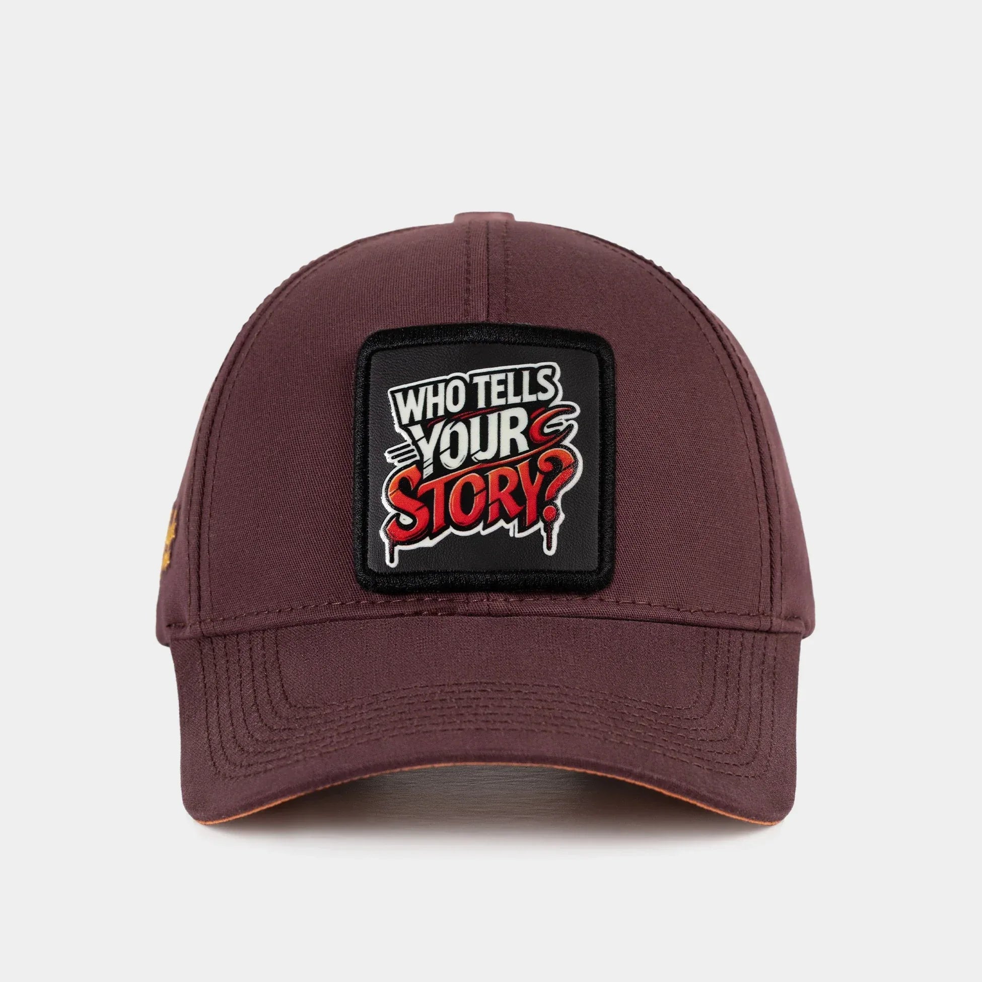 V1 Six Brown Baseball Cap with Who Tells Your Story - 1 Code Logo patch for wholesale and custom branding