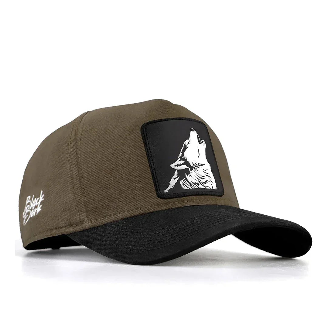 Khaki-Black Peaked Cap baseball cap for wholesale and custom branding