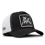 Black-White Cordura Fabric Trucker Cap with Taurus - With 2SB Code Logo patch for wholesale and custom branding