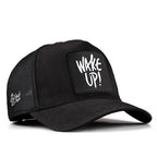Black Cordura Fabric Trucker Cap with Wake Up - With 3 Code Logos patch for wholesale and custom branding