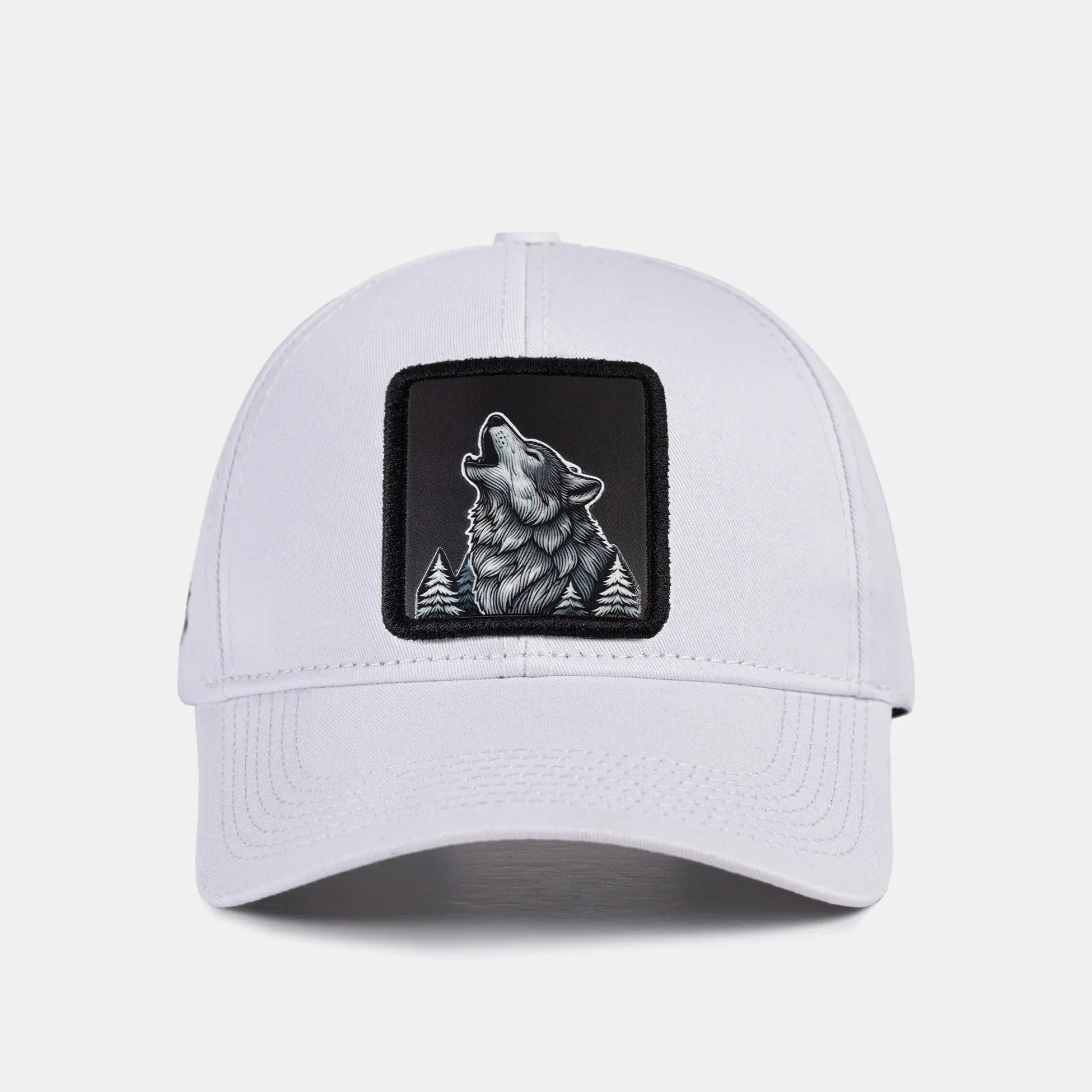 V1 Six White Baseball Cap with Wolf - 6SS Code Logo patch for wholesale and custom branding
