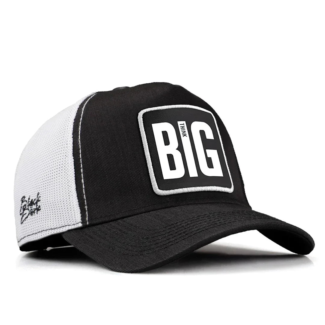 Black-White Cordura Fabric Trucker Cap with Big Think - with 3SB Code Logo patch for wholesale and custom branding