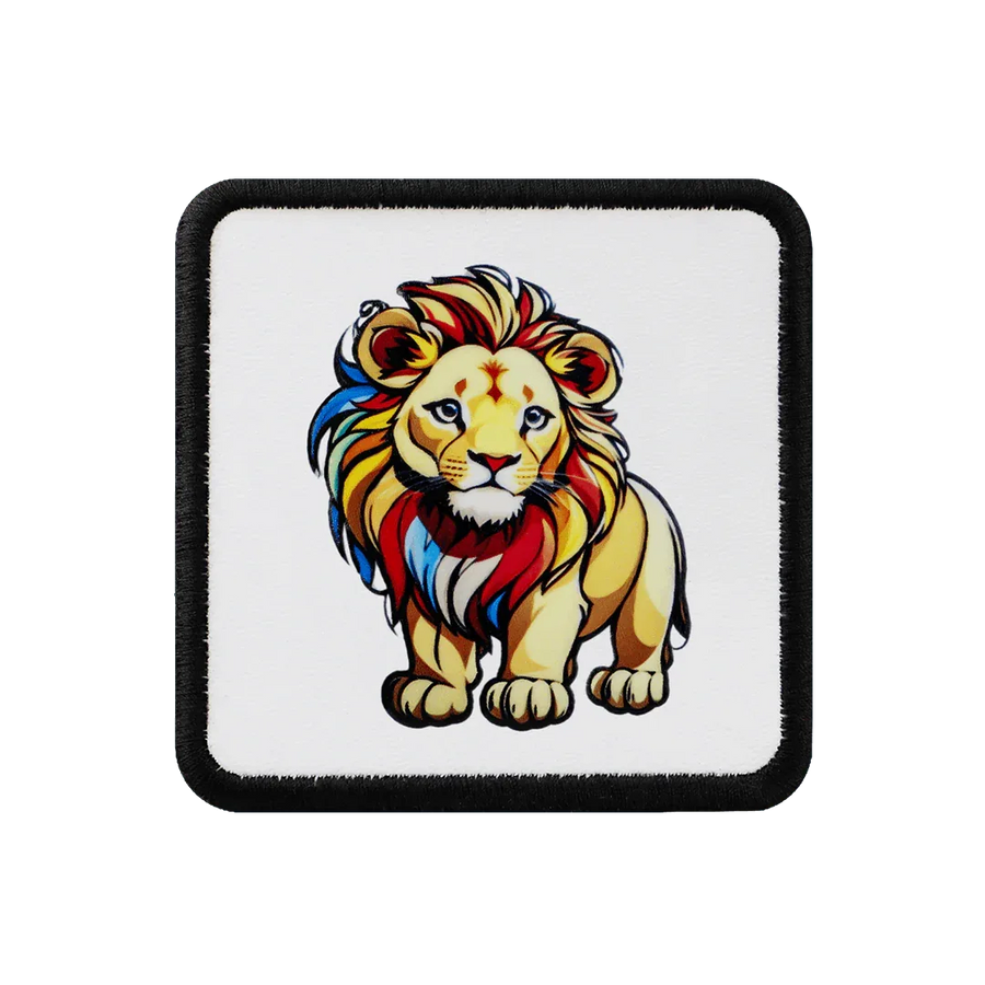 Lion - White-Black Kids Patch with 1BS Code Logo
