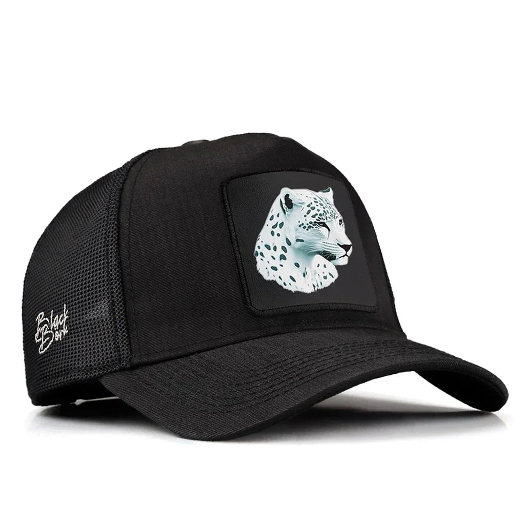 Black Cordura Fabric Trucker Cap with Panther - with 3 Code Logo patch for wholesale and custom branding