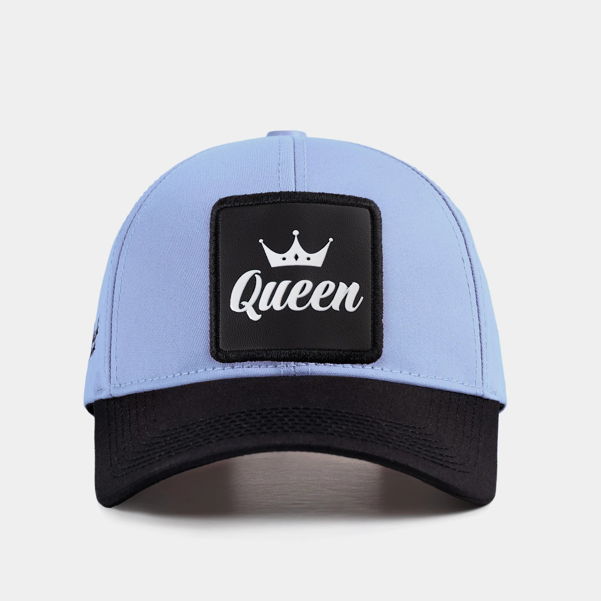 V1 Six Black-Ice Blue Baseball Cap with Queen- Logo patch for wholesale and custom branding