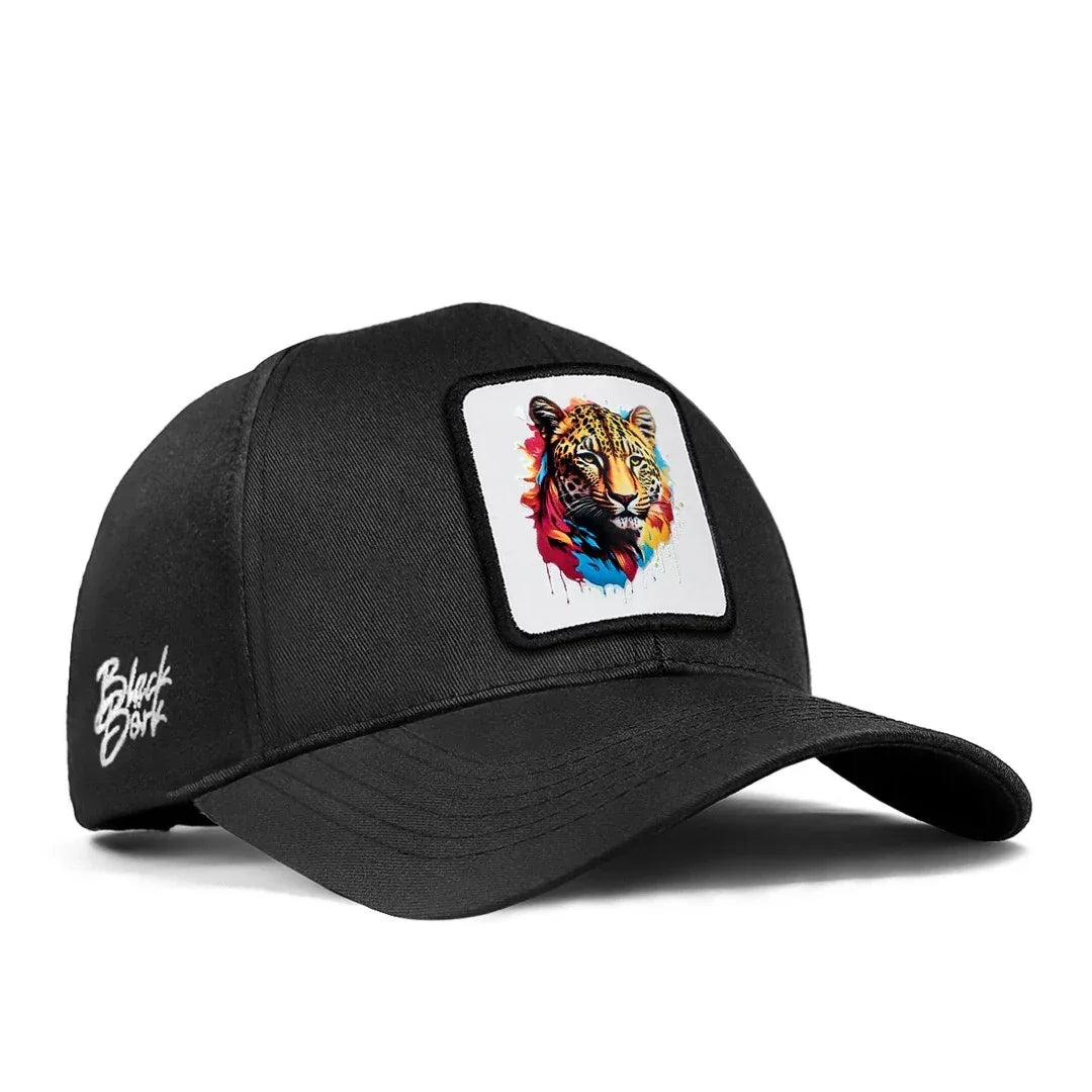 BlackBork Six Baseball Unisex Black Cap with Panter - 5BS with Code Logo patch for wholesale and custom branding