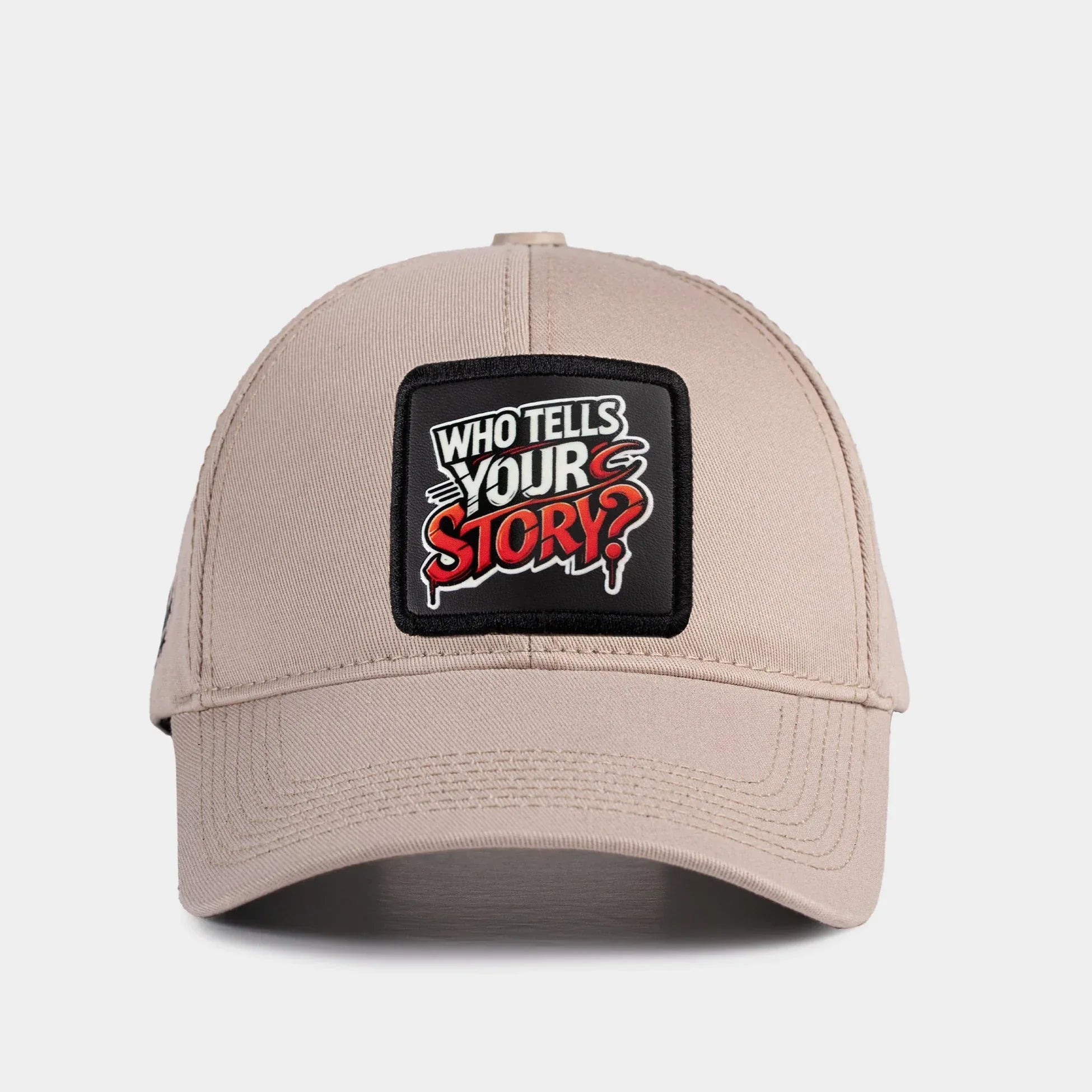V1 Six Beige Baseball Cap with Who Tells Your Story - 1 Code Logo patch for wholesale and custom branding