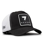 Black-White Cordura Fabric Trucker Cap with Number 7 - With 5SB Code Logo patch for wholesale and custom branding
