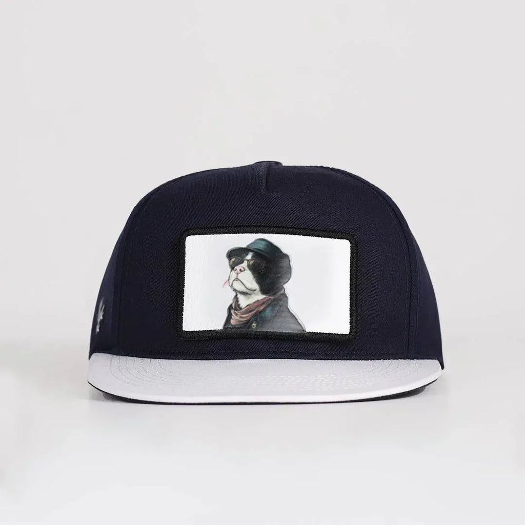 kedi-logolu-beyaz-lacivert-hip-hop-sapka-3635 - BlackBork