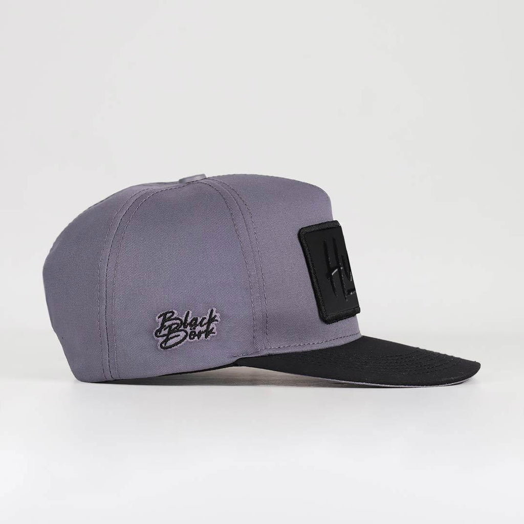 v2-hustle-logolu-siyah-gri-hip-hop-sapka-3603 - BlackBork